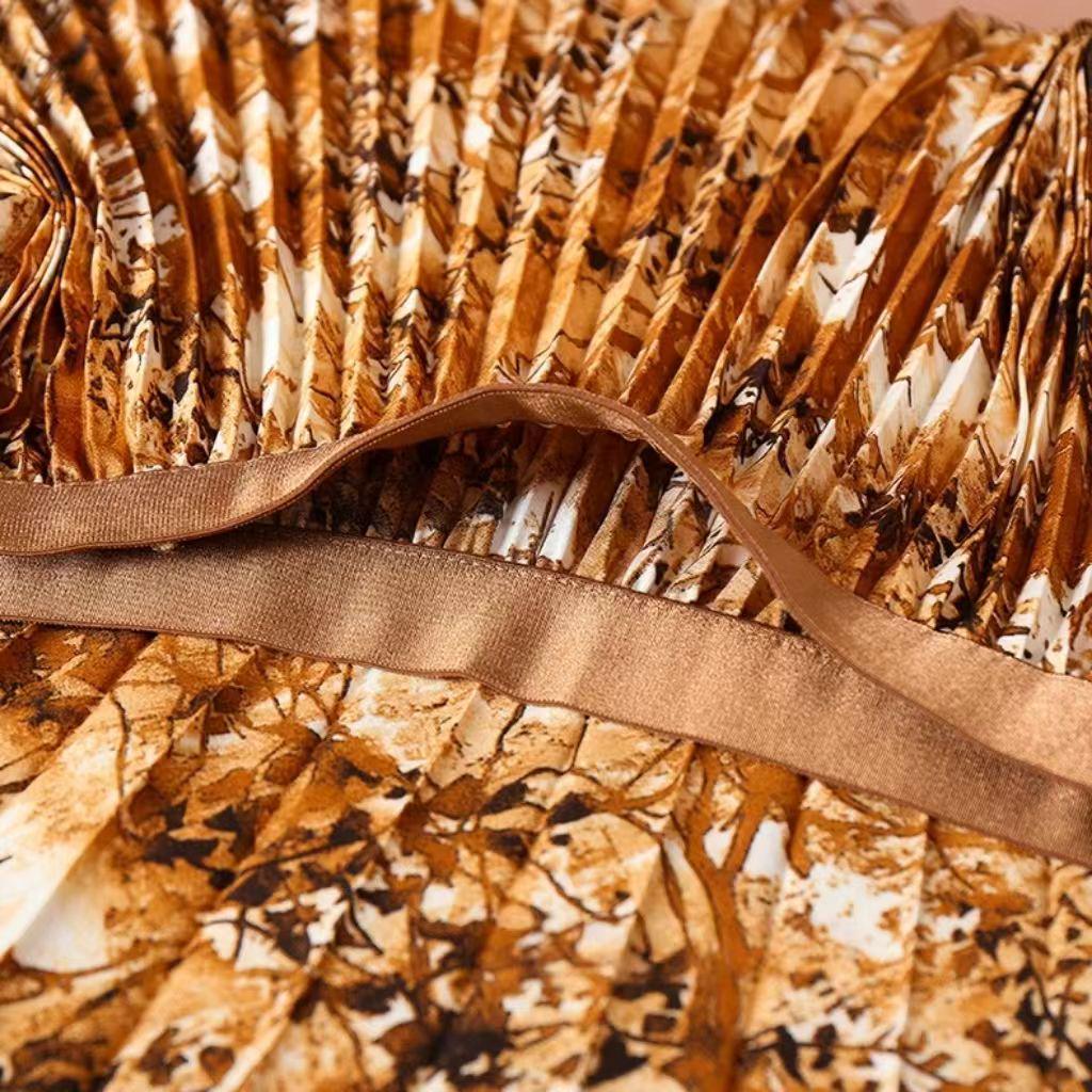 Текстурированная плиссированная юбка миди в корейском стиле - Высокая талия, А-силуэт, Универсальная для работы