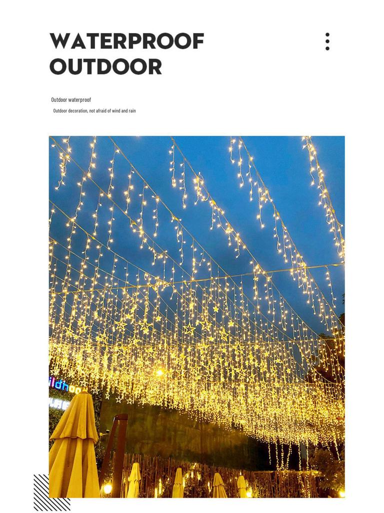 Трансграничные Водонепроницаемые Светодиодные Уличные Мерцающие Гирлянды для Двора и Декоративное Водопадное Освещение