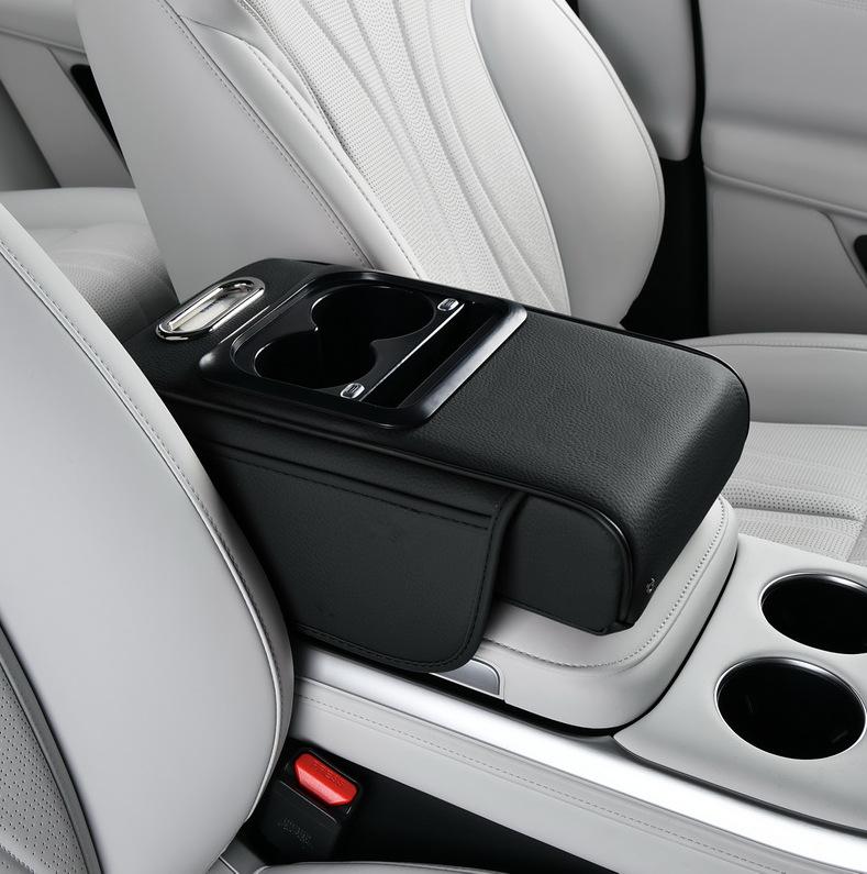 Car Tissue Box Center Armrest Box Storage With Water Cup Holder Usb Portcar Armrest Box Booster Pad With Usb Port Multi-Function