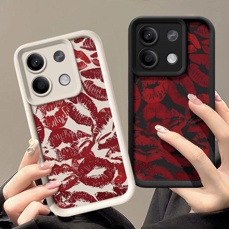 Роскошный красный принт губ ТПУ мягкий чехол для Xiaomi 14T Pro 13T Poco F6 X6 X5 Redmi 13C Note 14 Pro 13 12 11 10 защита линз противоударный матовый чехол для телефона