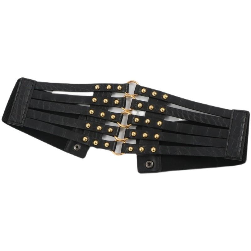 Европейский и американский ретро ивовые гвозди полое кольцо мода декоративное платье пальто искусственная кожа широкий пояс с уплотнителем пояс для женщин