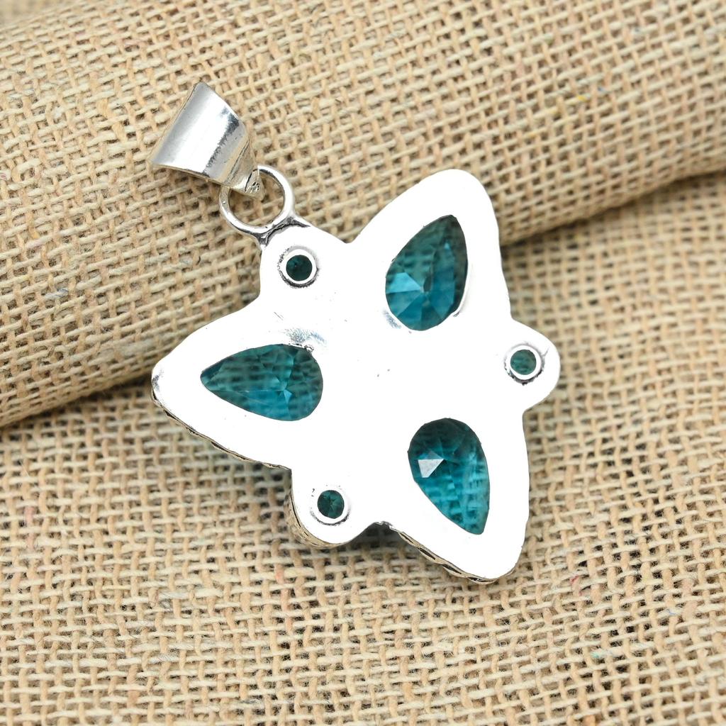 Синий топаз драгоценный камень стерлингового серебра 925 пробы великолепный дизайн кулон женские украшения