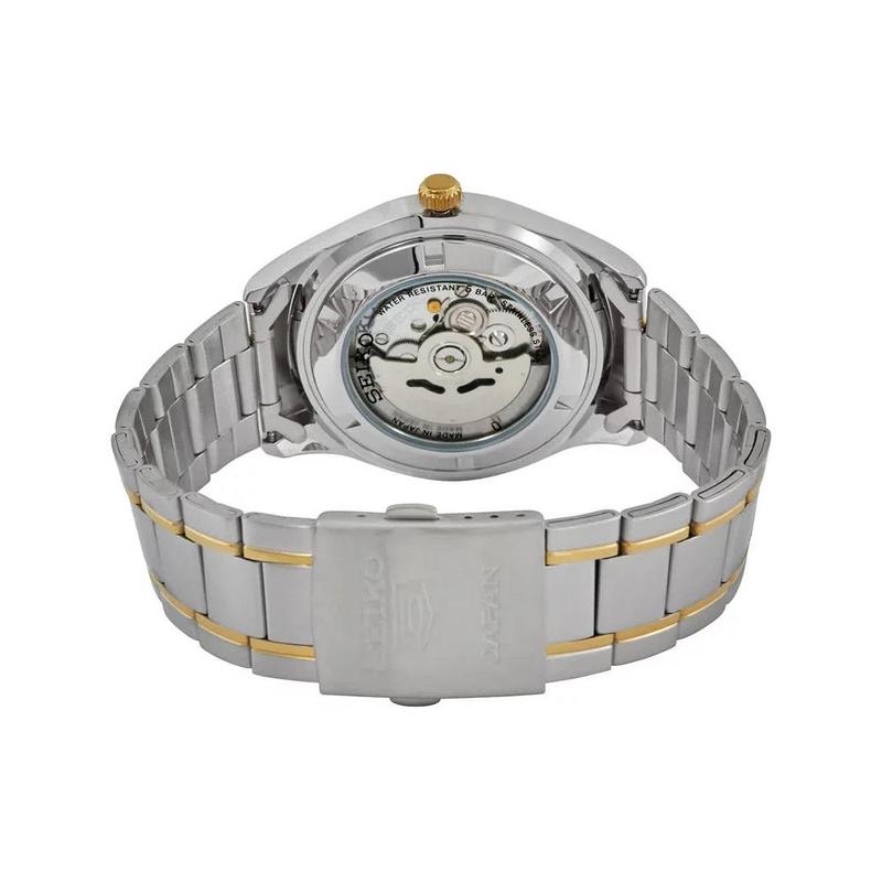 Seiko Мужские часы с автоматическим механизмом, стальной ремешок, водозащита 50 метров, белый циферблат SNKP22J1