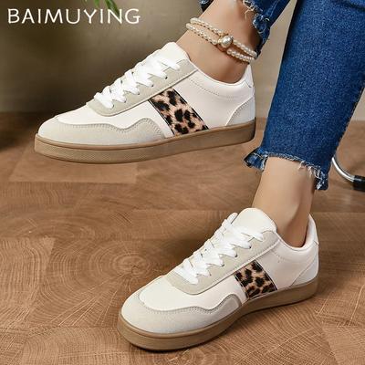 Женские кроссовки на плоской подошве с леопардовым принтом, дизайнерская осенняя повседневная обувь, спортивная обувь на шнуровке, 2024, тренд, новые кроссовки для ходьбы, женские кроссовки Zapatillas