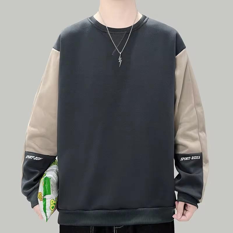 Sweatshirt Men's Spring Autumn Round Neck Trend Color Blocking Loose Drop-shoulder Sleeve Versatile Casual Men's Sweatshirt