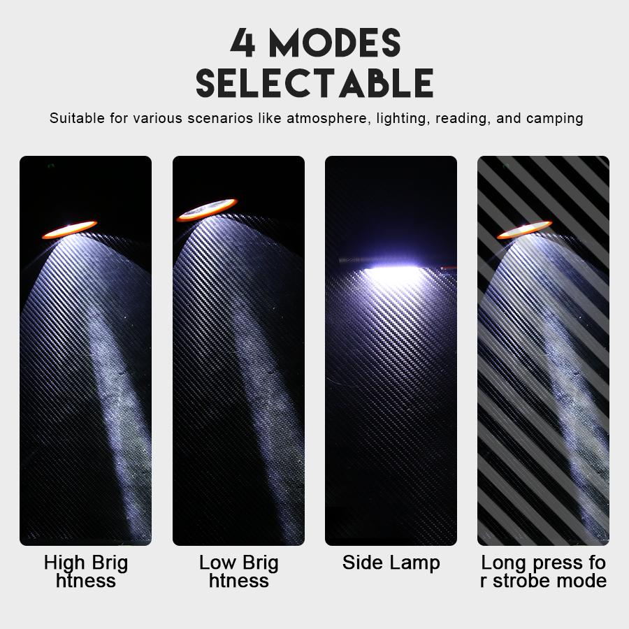 High Power Led Flashlights Rechargeable Camping Spotlight with Side Light 4 Lighting Modes for Camping Adventure Fishing Outdoor
