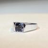S925 Sterling Silver Unisex Ring with Gray & Black Diamond Ice Flower Cut