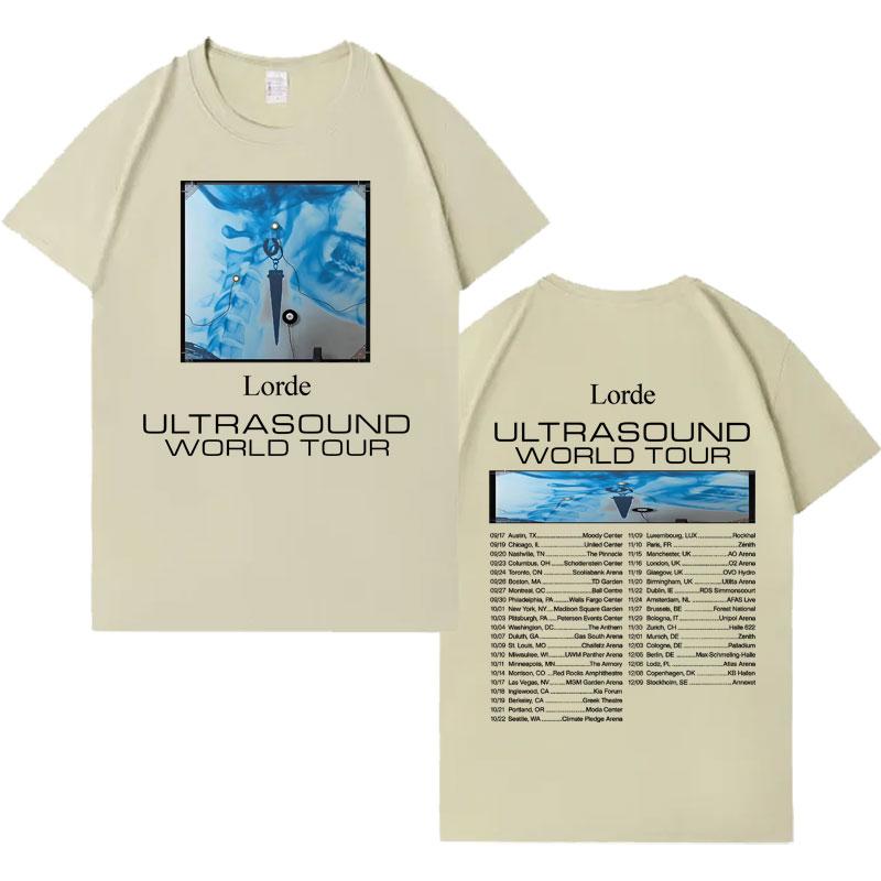 Футболка с принтом Lorde Ultrasound World Tour Мужская Женская Хип-хоп Футболка Y2K Хлопок Харадзюку Футболка Уличная Мода Поп Футболка с коротким рукавом