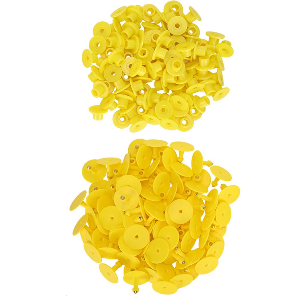 100pcs Animal Ear Tag Plastic Identification Card Anti Lost Marker for Farm Cattle Sheep PigsYellow