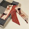 Long Scarf New Year's Headwear Female Printed Scarf Hair Ribbon Long Silk Scarf Christmas Hair Band