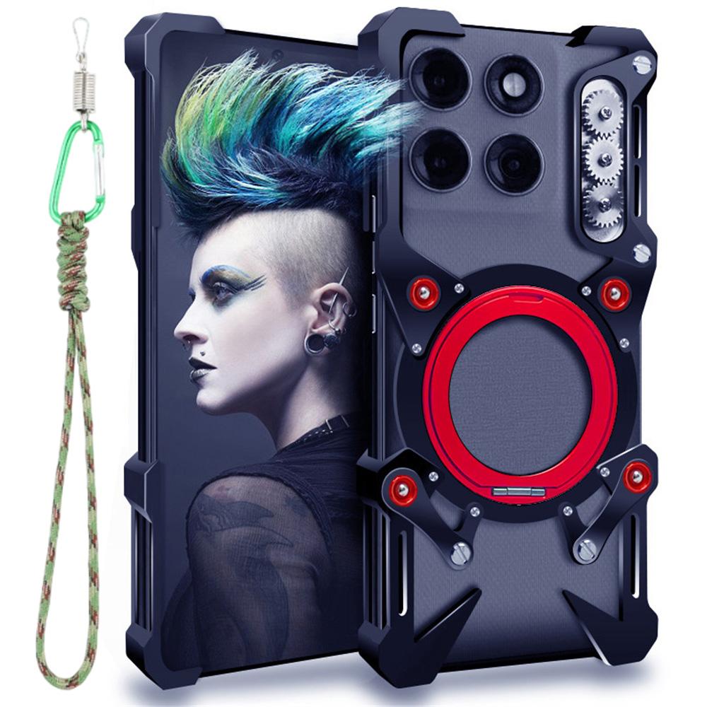 For Motorola Edge 70 5G/Edge 60 Pro 5G Bumper Case Kickstand Aluminum Alloy Magnetic Phone Cover with Wrist Strap