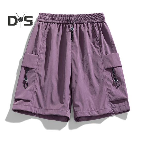 Мужские шорты, регулируемые, с эластичной резинкой на талии, спортивные шорты с несколькими карманами, однотонные, свободного кроя, повседневные шорты