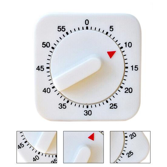 Novelty White Square 60-Minutes Mechanical Timer Reminder Counting for Kitchen