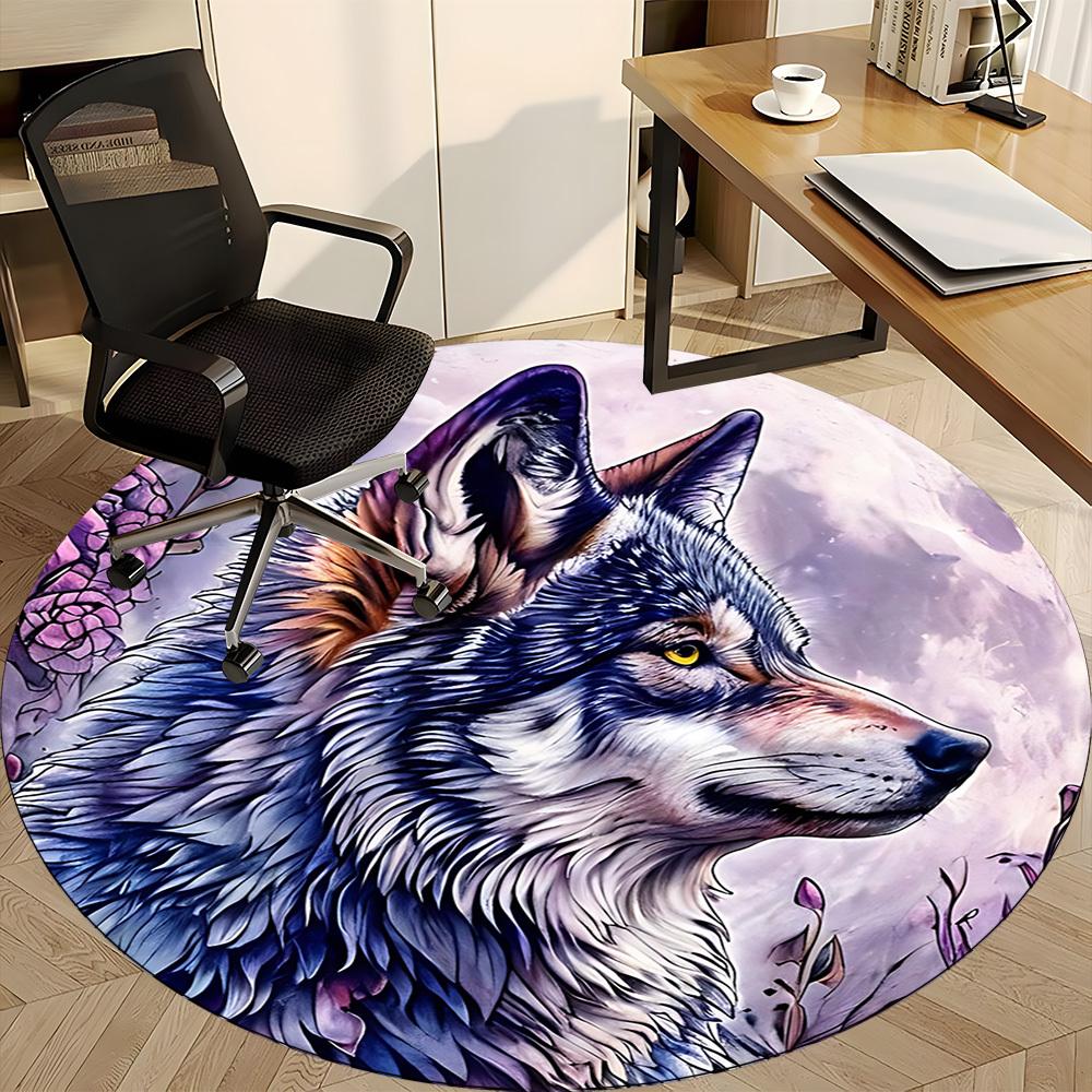 1pc Fantasy Wolf Chair Carpet for Office Non-Slip, Lightweight, Machine Washable Rug for Office, Room - Holiday Decoryy251016002