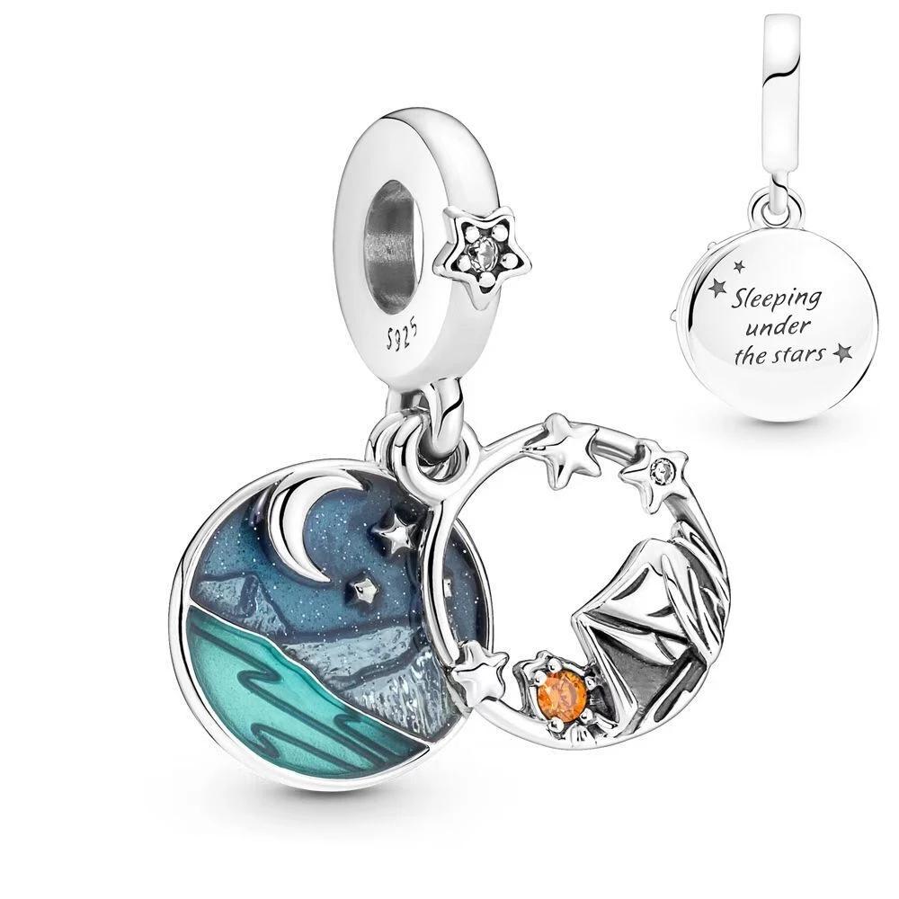 925 Silver Colorful Jewelry Women Murano Glass Pink And Blue Sea Turtle Dangle Charm Fit Bracelet Accessories
