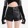 Sexy Black PU Fashion Casual Summer Shorts Women Clothing Faux Leather Goth High Waisted Womens Shorts Y2k Hot Woman Short Pants