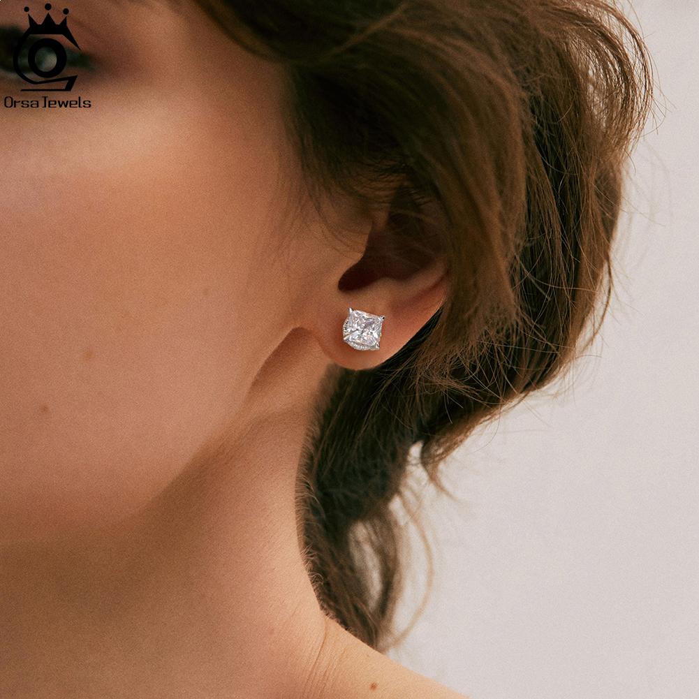 ORSA JEWELS 8A Премиальные серьги-гвоздики с кубическим цирконием для женщин 925 пробы стерлингового серебра Блестящие Изысканные Серьги-гвоздики Ювелирные изделия в подарок на годовщину LZE01