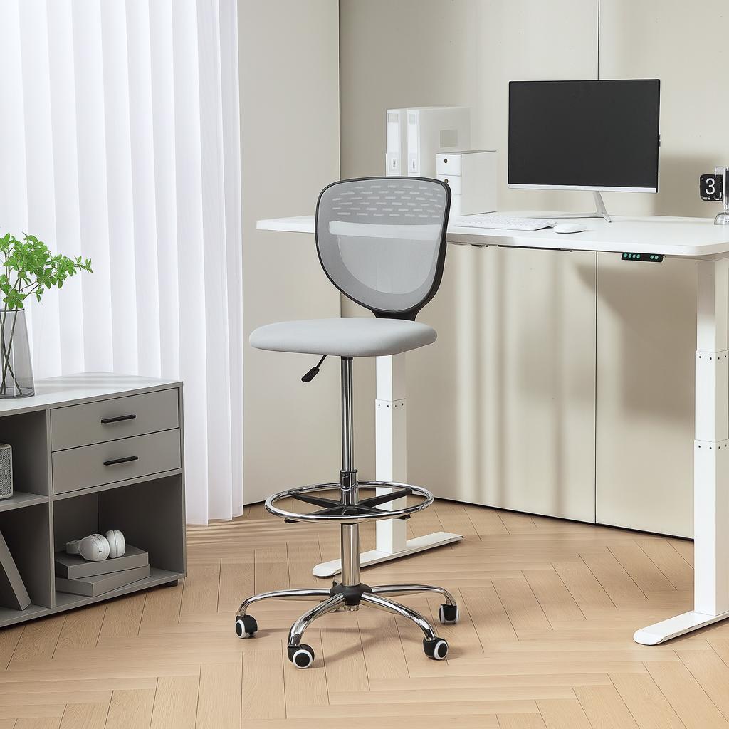 Office Chair, Work Chair, Desk Chair, Height Adjustable, Padded, Light Grey