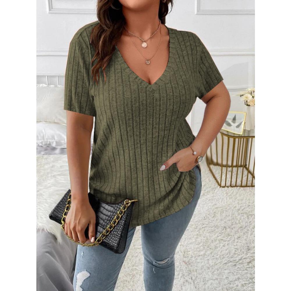 HNXC Женские модные повседневные летние весенние однотонные блузки и рубашки с v-образным вырезом и короткими рукавами с принтом