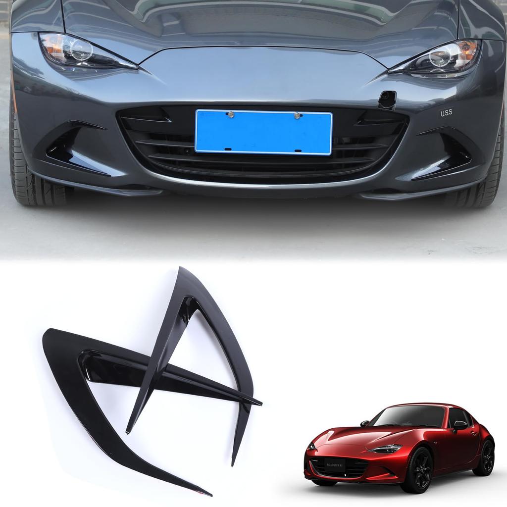 Hcilloend Front Face Decoration Bar Garnish for New Mazda Roadster Easy Decorative Exterior Custom Set of 2 (ND Series), ABS, Installation, Stick-On