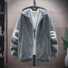 Men's Large Lambskin Hooded Jacket - Autumn/Winter, Hong Kong Style, Loose Fit, Casual & Warm Cotton Jacket for Couples