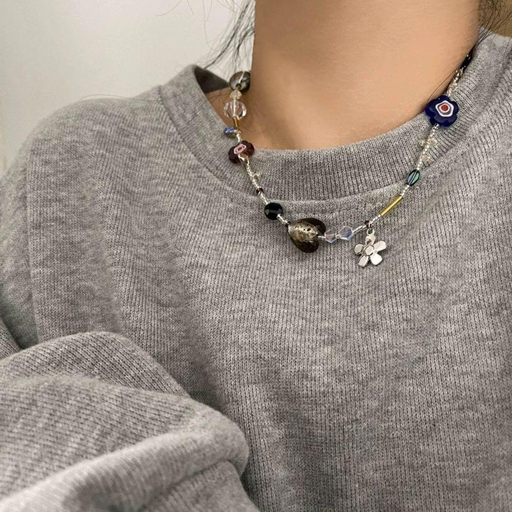Love Heart Collar Chain Korean Style Necklace Flower Necklace Fashion Jewelry Women Clavicle Chain