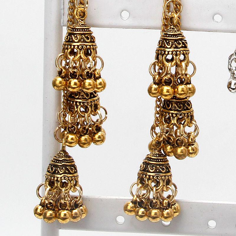 Длинные висячие серьги в индийском этническом стиле из Болливуда с кисточками Jhumka, модные украшения