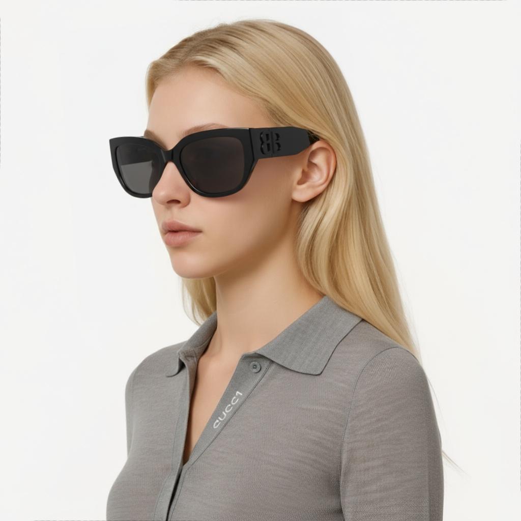 Balenciaga Glamorous BB Logo Series Square Sunglasses Women sunglasses BB0323SK-001