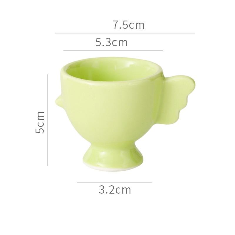 Egg Cup Heightened Base Solid Color Non-Slip Handle Good Grip Makeup Sponge Holder Mini Breakfast Ceramic Egg Holder Dining Room