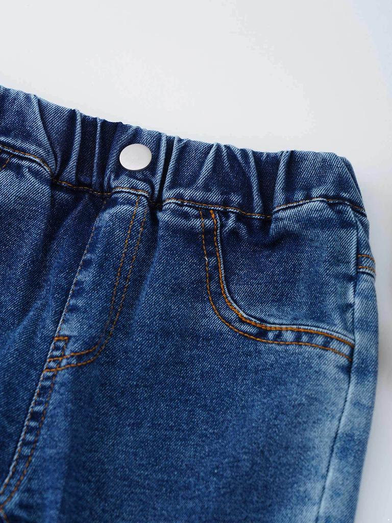 Детские джинсы-клеш в стиле ковбой, милые, расклешенные, облегающие, повседневные, длинные джинсы для девочек