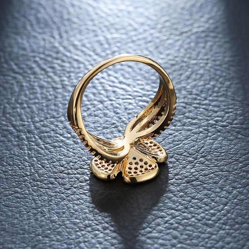 New four-leaf clover ring for women, light luxury inlaid with zircon