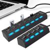 4/7 Ports USB HUB with On/Off Switch LED Light USB 2.0 Hub High Speed Adapter Portable USB Splitter For Computer Laptop Accessories
