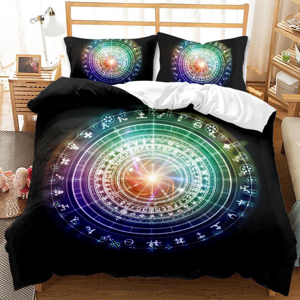 3D Starry Sky Feather Pattern Bedding Set Starry Plate Printed Quilt Cover and Pillow Case 2 or 3 Extra Large AU240 * 270 Home Decoration