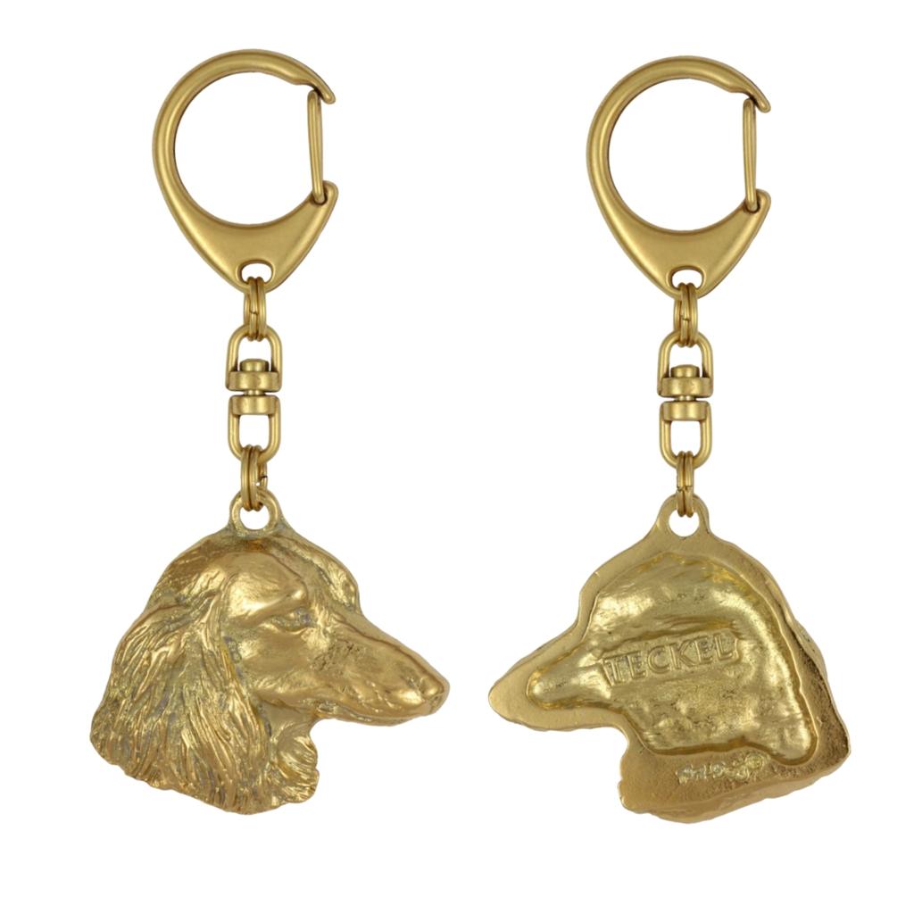 Dachshund Wire-haired, Wiener Dog, Badger Dog - Gilded Key Ring with Dog In Gift Box, Handbag Decoration, Luxury Accessory by Art-Dog Brand