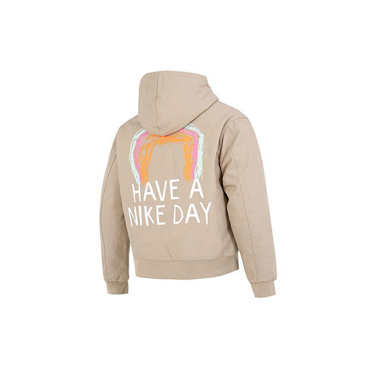 Nike NSW HBR-S Ветровка с логотипом на молнии и капюшоном Мужская куртка цвета хаки DQ4184-247