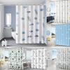 Geometric Leaf Pattern Peva Shower Curtain Waterproof Moldproof Divider Bathroom