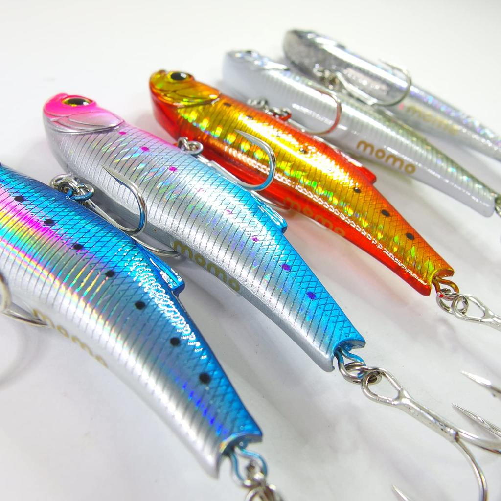 Momo Lure Seabass Lure Vibration Knife Edge Vibe 70ES 55ES High Performance Small Blue Fish Sakura Trout Standard Lure Assortment (70mm - 02)