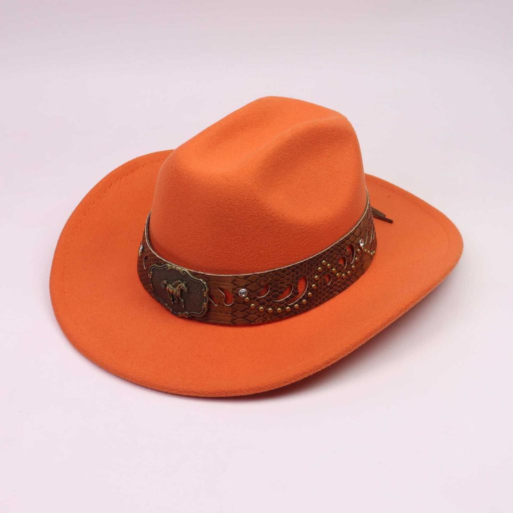 Neuer Western-Cowboy-Zylinder für Herren und Damen, Partner-Gentleman-Hut, mit Pferdekopdekoration, Jazzhut, Tibetisch
