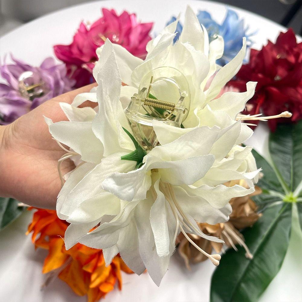 Korean Style Floral Shark Clip Fairy Sweet Hair Catches Simulation Flowers Hair Claw Beach