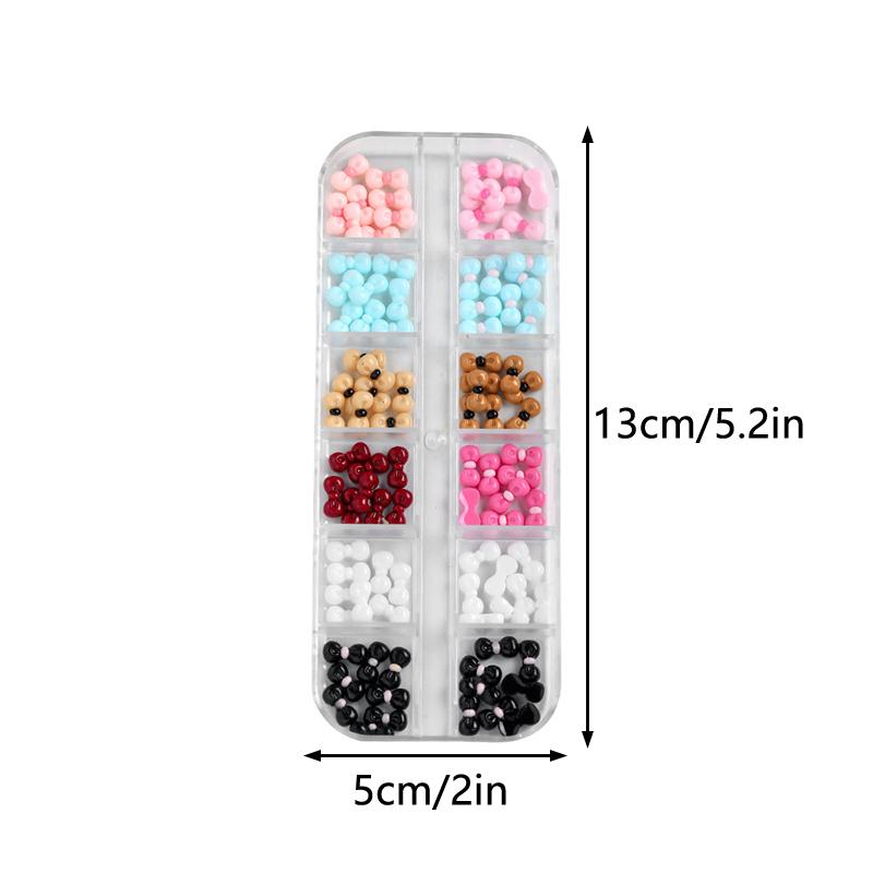12 ячеек/коробка Мини бантики для дизайна ногтей 3D Милые конфетные цвета Шармы для ногтей Дизайны Сделай сам Смола Аксессуары для ногтей