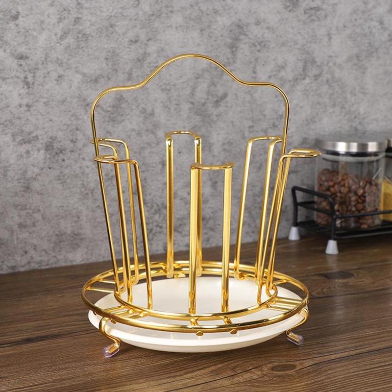 Подставка для кружек из золота, кухонный органайзер, круглая сушилка для стекла, сушилка для бутылок, чашек, кухонные принадлежности, органайзер для кухонных принадлежностей