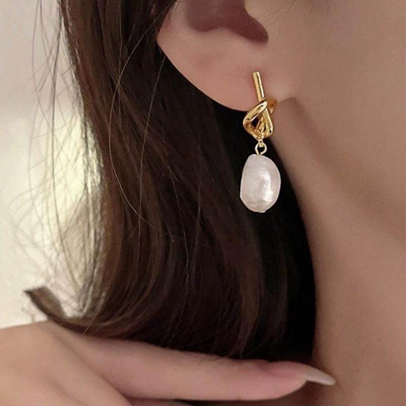 1 пара серег с узлом из жемчуга, минималистичный элегантный роскошный дизайн