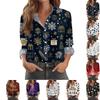 Women's Christmas Print Casual Half-Open Collar Long Sleeve Shirt