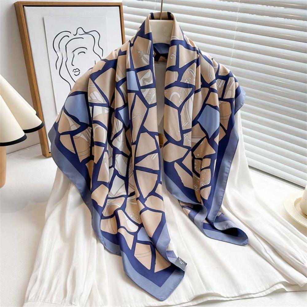 90x90cm Luxury Silk Scarf Print Bandana Women Headkerchief
