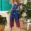 Women's Casual Christmas Printed Jumpsuit Sleeveless Printed Cotton Jumpsuit