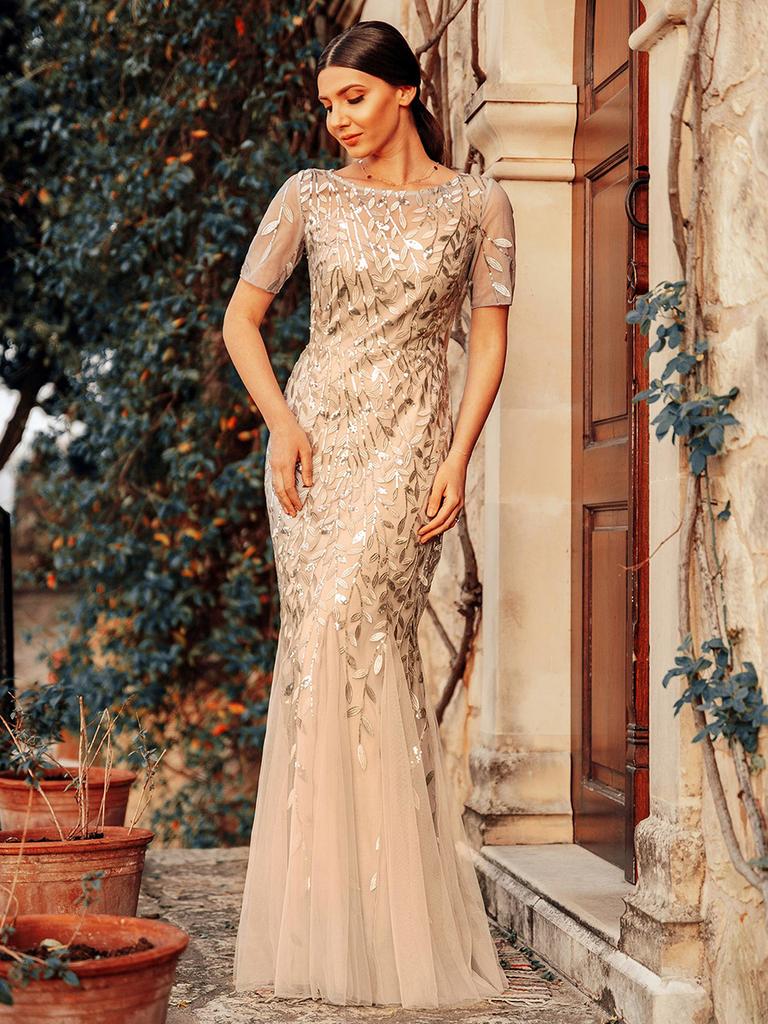 Вечернее платье из тюля Ever-Pretty Illusion с вышивкой «рыбий хвост»