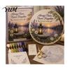 Embroidery Tools for DIY Enthusiasts Christmas Kit Beginners, Pre-Printed Pattern Full Set Wall Decoration Craft of Tools, Needlework Festive