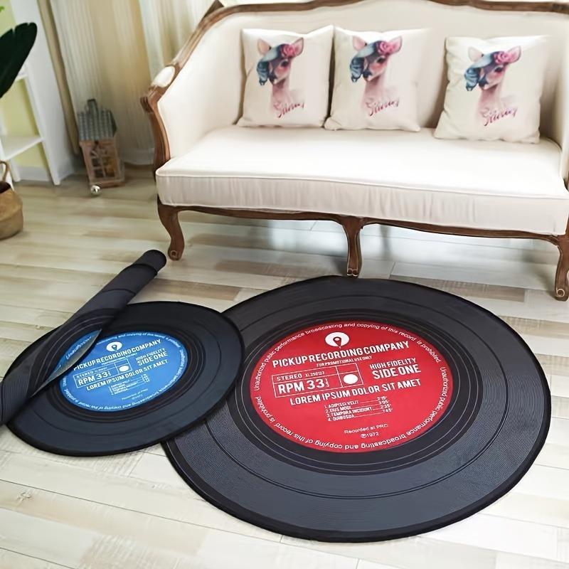 Round Retro Record Carpet Colorful CD E-Sports Room Game Room Carpet Living Room Bedroom Mat Easy To Clean Home Non-Slip Carpet