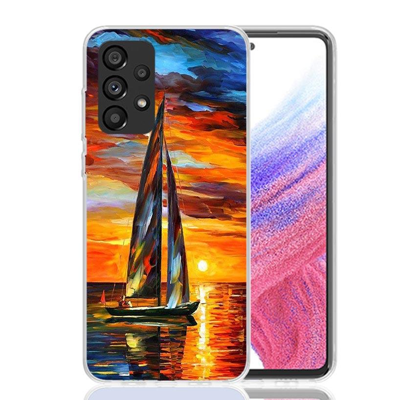 Sailing Boat Sunset Phone Case For Samsung Galaxy A13 A14 A15 A16 A53 A54 A55 A56 A33 A34 A35 A36 A23 A24 A25 A26 A05S A04S A73