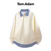 TOM ADAM American Retro Faux Two-Piece Long Sleeve Sweatshirt